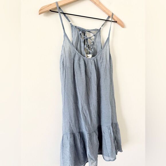 Easel Los Angeles Sheer Tank Tunic in Shimmer Blue Gray - Size S - Picture 2 of 6